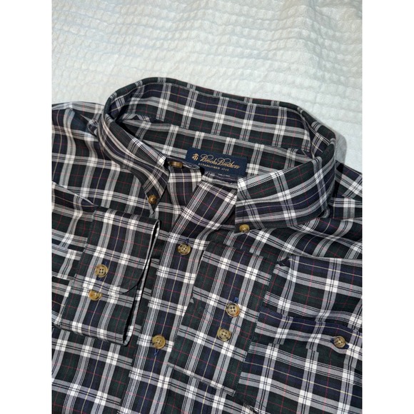 Brooks Brothers Other - Brooks Brothers Button Down Shirt Mens XL Navy Plaid Non-Iron Cotton Long Sleeve